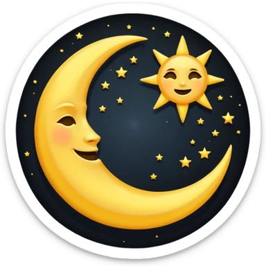 Genarate me a emoji of Drak mode moon and bright mode sun Like we got In our mobile phones sticker
