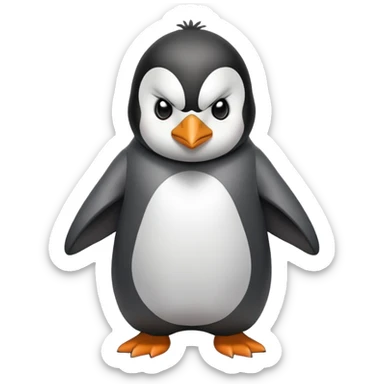 head and shoulders portrait of a friendly anthropomorphised penguin wearing a mafia-style tracksuit, soprano vibe, angry, intense brooding expression sticker