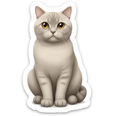 Beige British shorthair sitting with a grey Scottish fold  sticker