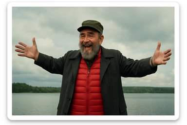 Сгенерируй мне в такой же позе и в такой же одежде фидель кастро sticker