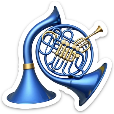 Blue french horn sticker