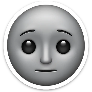 minimalist illustration of a neutral gray emoji face, , representing emotional isolation through algorithms. cold tone, grayscale color palette, subtle noise texture, geometric and mechanical look, emotionless expression, digital abstraction, soft vignette on white background. sticker