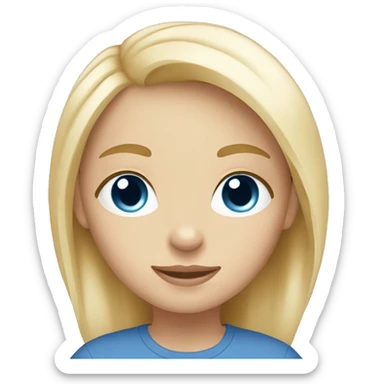 Blonde girl blue eyes holding spitz white blonde sticker