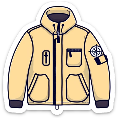 Stone Island casual jacket with compass badge sticker