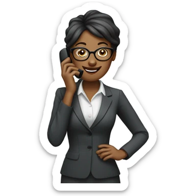 Pale businesswoman wearing glasses on a phone call talking animatedly  sticker