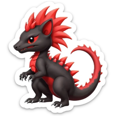 Shiny cool badass Fiery gothic evil black and red salandit-Liten-torracat with a red Mohawk  sticker