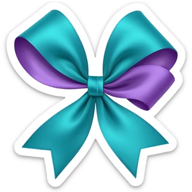 Teal and purple ribbon sticker