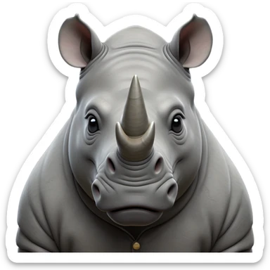 cinematic-noble-rhinoceros-portrait-emoji,-poised,-with-a-massive,-powerful-build-and-a-thick,-hide-of-slate-gray,-deep-set-soulful-piercing-eyes,-simplified-yet-sharp-and-sophisticated-features,-highly-detailed, with large black eyes, szoomed out showing houlders sticker