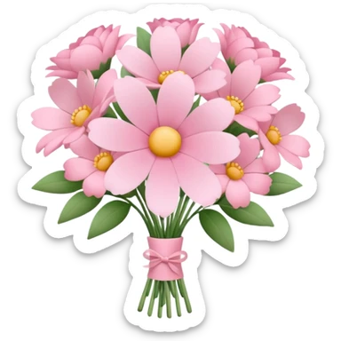 Pink bouquet with simple flower sticker