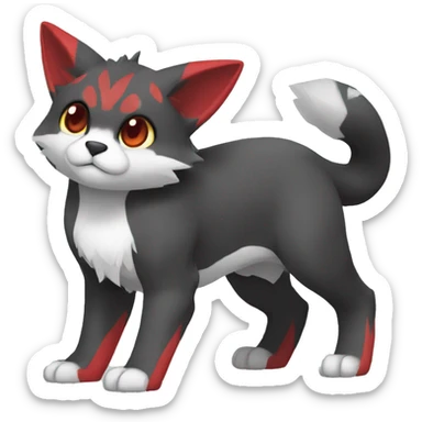 Cute cool black red white grey animal hybrid Fakemon full body sticker
