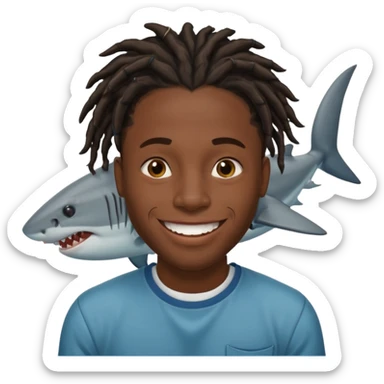 Dark skin black male with locs and shark bite piercings sticker