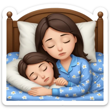 generate a girl brunette sleeping in bed. she looks sad sticker