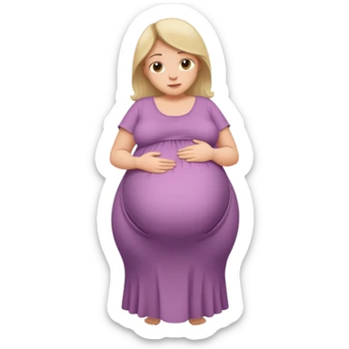 very heavily pregnant overdue woman with very large belly sticker
