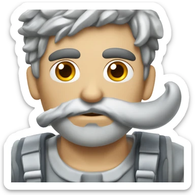 Vaca gris ojos  y boca blanca y grandes cuernos y torcidos  sticker