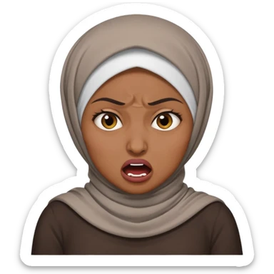 A hijabi woman choking herself out of frustration and anger sticker