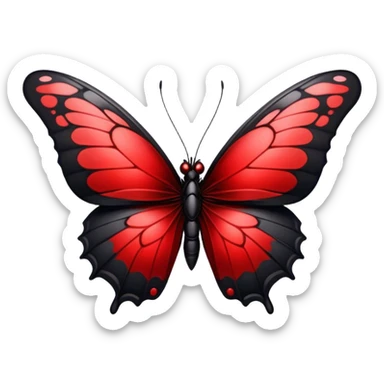 An Edgy crimson-blood-red obsidian-black beautiful butterfly sticker
