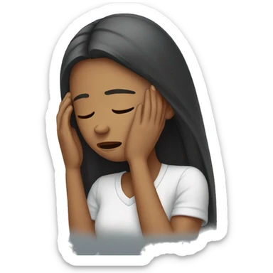 Girl holding her head in distress  sticker