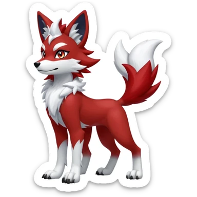 Shiny Red Anthro furry Lycanroc-Midnight-Form (full body) sticker