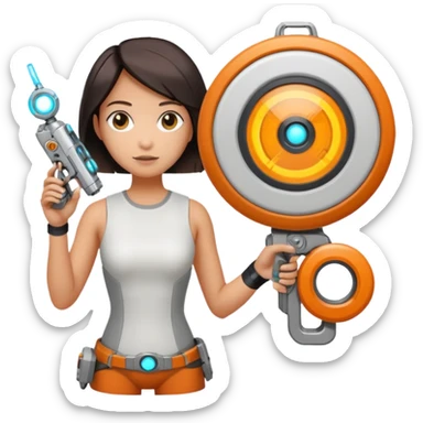 Chell portal gun glados too sticker