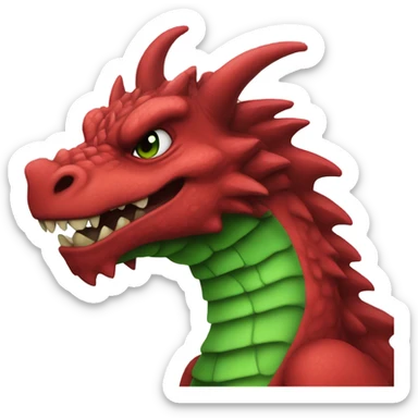red outside n green inside furry dragon mad sticker