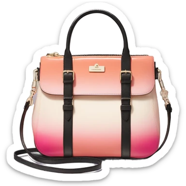 Hyper Realistic isolated peach,pink,cream and black ombre kate spade satchel purse.  sticker