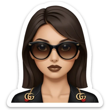 Brunette with wears black Gucci sunglasses  sticker