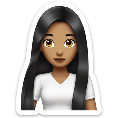 beauty girl with long black hair sticker