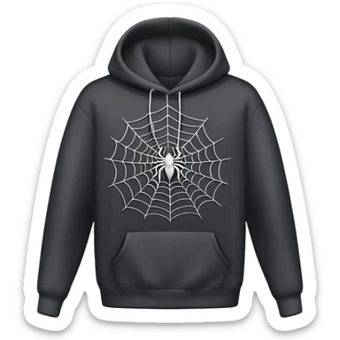 grey spider web on a black hoodie sticker