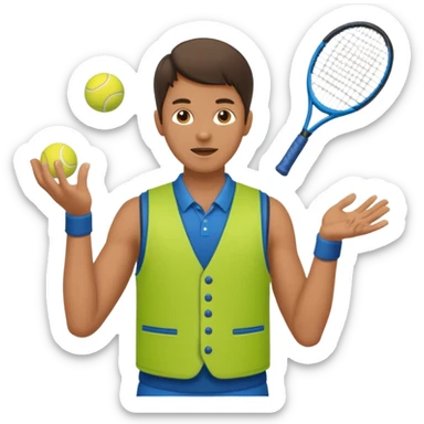 The juggler is tossing two tennis balls sticker