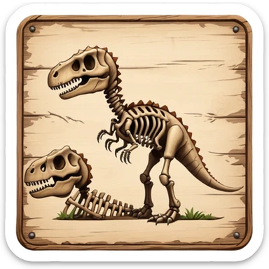 Dinosaur Signboard – Wooden board with a dinosaur skeleton drawing sticker