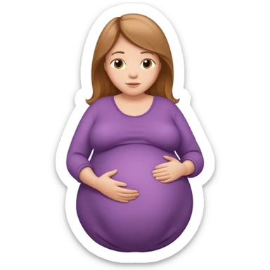 very heavily pregnant overdue woman with very large belly sticker