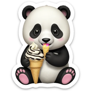 Panda eating ice cream \ sticker