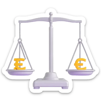 Balance scale with Euro symbols in the trays sticker