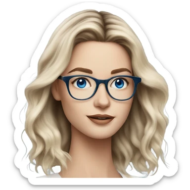 Shoulder length Balayage pale model lady with glasses and blue eyes  sticker