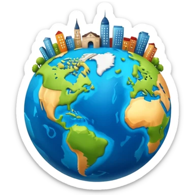 3d planet earth with building sticker