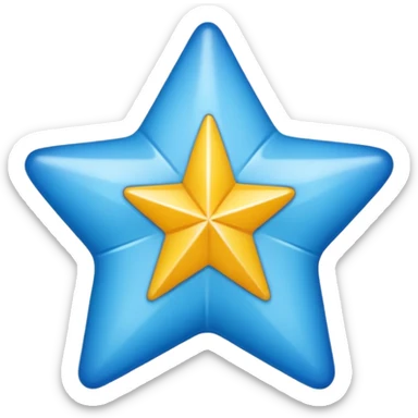 Ayúdame a crear un emoji de una estrella de 12 puntos azul con un chulo blanco en el medio sticker