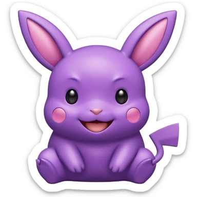 emoji of metamorph (ditto) with pikachu ears and tail, smiling expression sticker