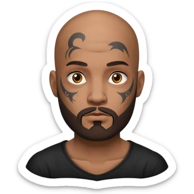 bald bearded man with face tattoo sticker