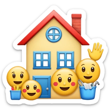 Letra decorada escrito HR de limpar a casa com uns emojis legais sticker