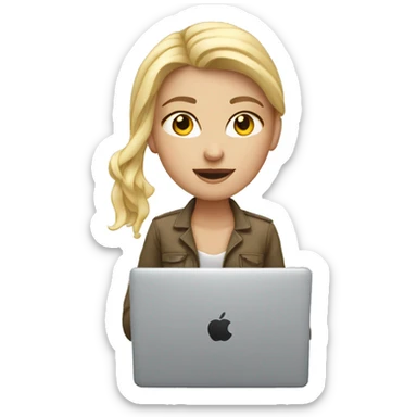 Blond white girl working on MacBook  sticker
