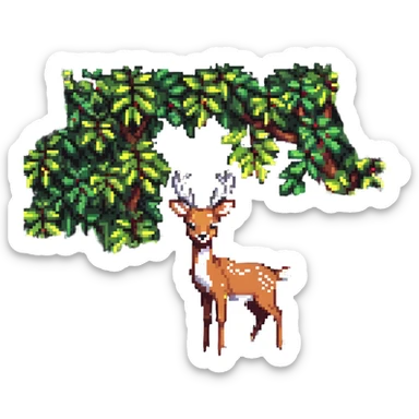 deer peeking from behind a bush sticker