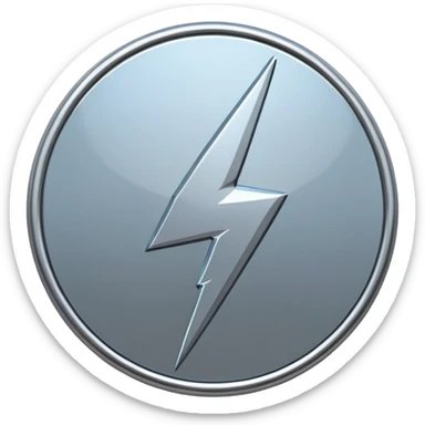 A lightning bolt emoji made of polished silver chrome, sharp yet rounded edges, glossy metallic surface, soft reflections, minimal futuristic design, iOS emoji style, centered, clean white background sticker