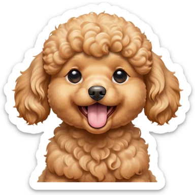 Cinematic Cute Yawning Apricot Poodle Portrait Emoji, Head tilted slightly with a dramatic, wide-open yawn, displaying a soft, curly apricot Fur with delicate texture, floppy ears slightly drooping, round warm eyes barely open in drowsy contentment, Simplified yet irresistibly adorable features, highly detailed, glowing with a soft, cozy glow, high shine, relaxed yet expressive, stylized with a touch of whimsy, bright and endearing, soft glowing outline, capturing the essence of a sleepy yet affectionate companion, so drowsy it feels like it could stretch right out of the screen and curl up for a nap! sticker