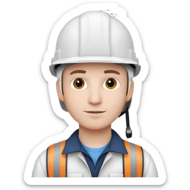 White helmet wearing man who is in civil engineering field visit  Text size for bio in tik tok sticker