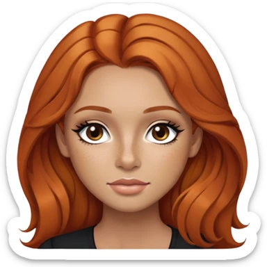 ginger hair, brown eyes, freckled, baddie,pretty, makeup, black eyeliner, long hair sticker