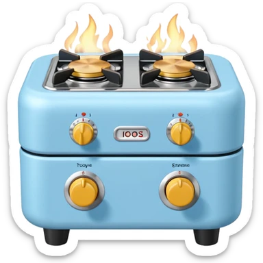 Cute toy stove, single burner only which is empty front view.
BabyBus - style 2.5D soft shading, bright pastel colors. 
Rounded chunky toy shape, simple details.
Even studio lighting, NO harsh light, NO realism, NO textures.
Smooth matte surface, no outlines, no strokes.
Clean background. sticker