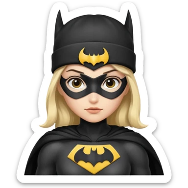 girl superhero with beanie batman sticker
