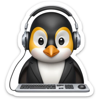penguin is doing a hack sticker