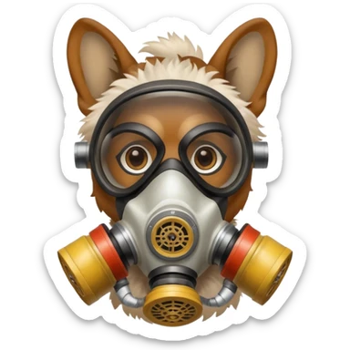 dog with gas masks sticker