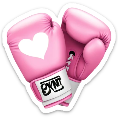 Pink boxing gloves with heart and flowers and glitter  sticker